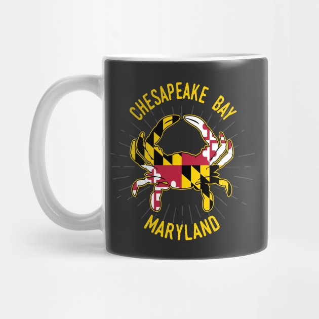 Chesapeake Bay Maryland Crab with MD State Flag Colors by sentinelsupplyco